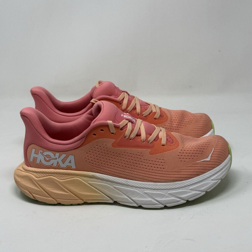 Hoka One One Arahi 7 Womens 9.5 Papaya Orange Pink Running Shoes Sneakers
